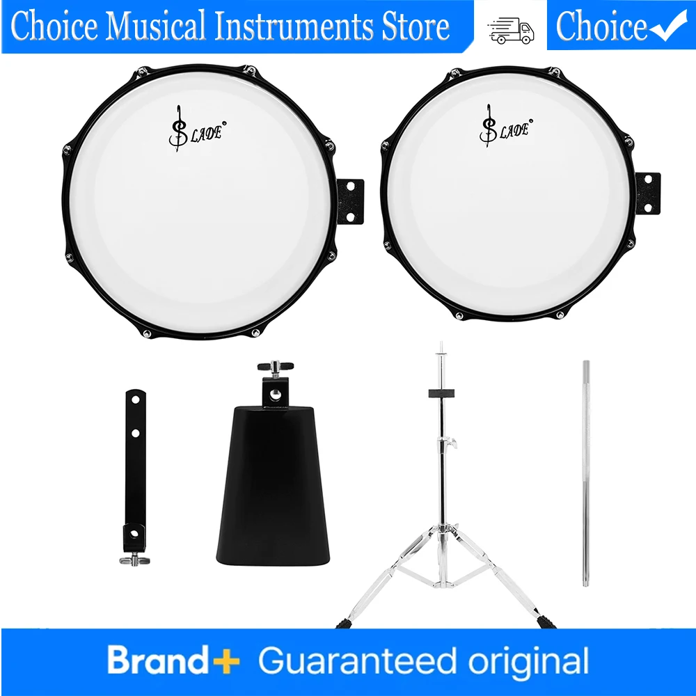 Timbales Negros SLADE 13×8 y 14×8 - Timbales de una Sola Cara de Tono Alto para Actuaciones de Pop, Combinación Perfecta, Sonido Único