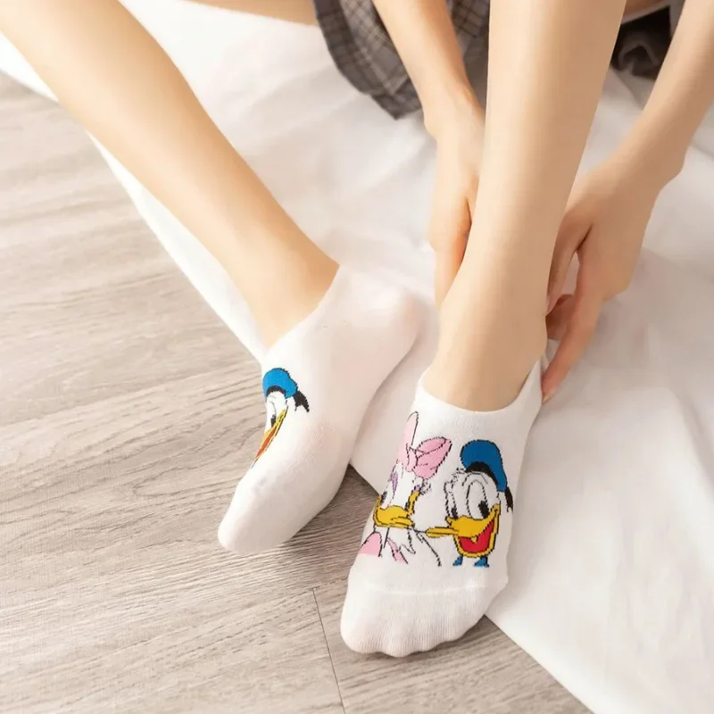 10pairs MINISO Disney Anime Socks Men Women Short Boat Invisible Socks Cartoon Gamers Novelty Funny Calcetines