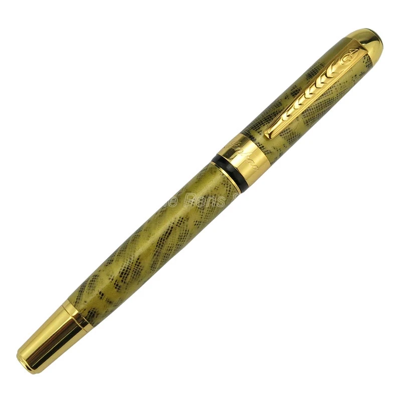 Jinhao 250 Metal Barrel Roller Ball Pen Refillable Gold Trim Professional Office Stationery Writing Accessory