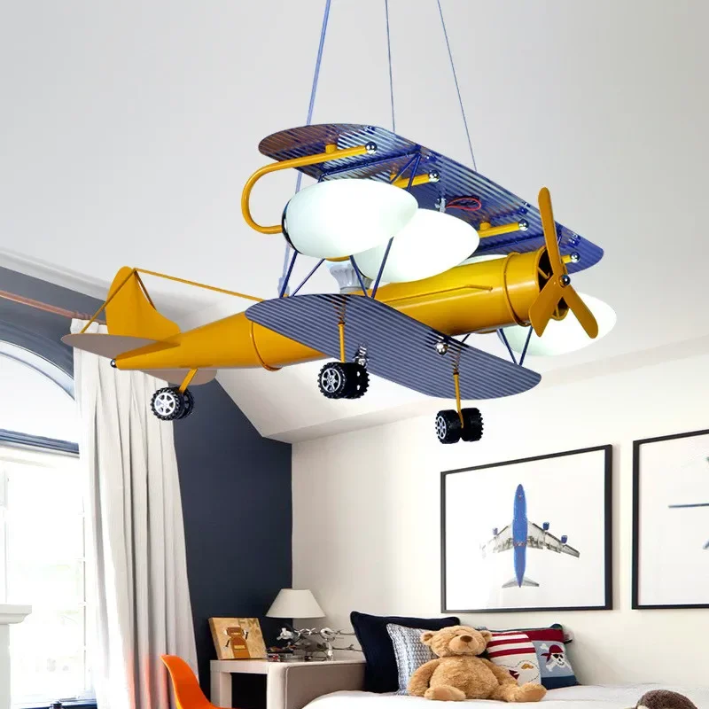 Modern Children Aircraft Ceiling Chandelier for Bedroom Study Nursery Pendant Lamp Minimalist Home Decor Lighting Luster Fixture