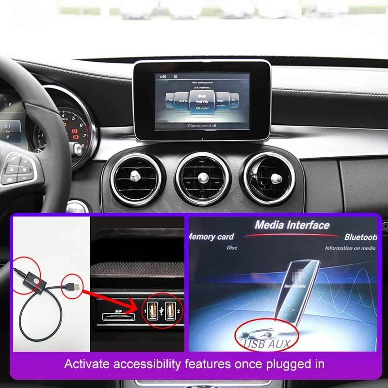 Aux to USB Adapter for 7 inch Mercedes Benz NTG 5.0 5.1 AUX Retrofit Cable for W204 W207 W212 W218 X164 GLK CLS E Class