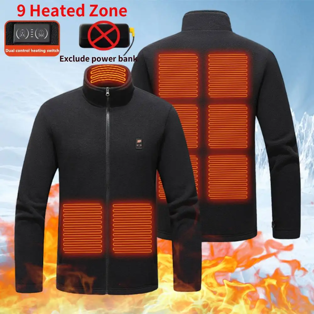جديد الشتاء موضة تنوعا القطبية الصوف سميكة التدفئة سترة دافئة لكل من الرجال النساء 9-Zone ذكي التدفئة معطف كهربائي