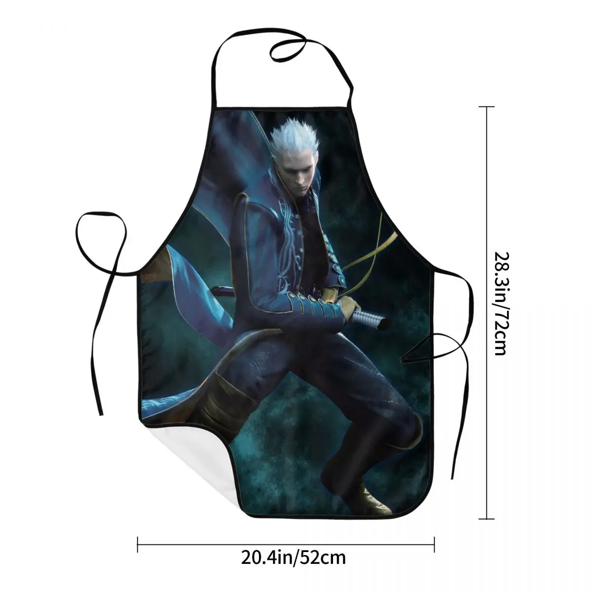 Vergil From The Devil May Cry Series مآزر الشيف الطبخ الخبز Tablier بدون أكمام مريلة تنظيف المطبخ بينافور