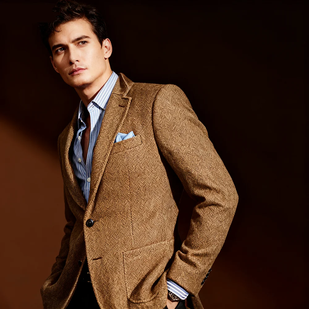 

Brown Fish Scale Men's Blazer One-Piece Notch Lapel Two-Button Smoking Jacket Wedding Business Tuxedo Ball Dancewear