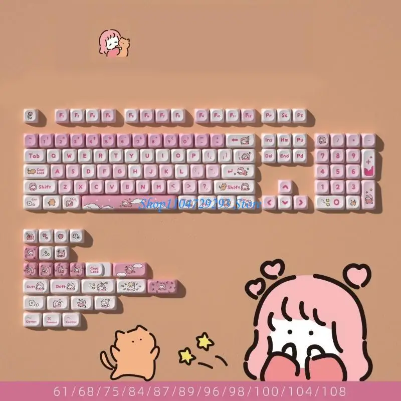 Y2GD 129PCS Keycaps for Mechanical Keyboard Switches Lazy Theme PBT Keycaps DIY Keycaps for 61/84/87/104 Switches Keycap