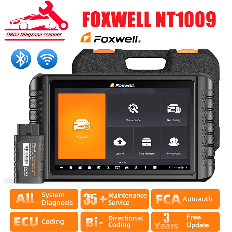 

Автомобильный сканер FOXWELL NT1009 OBD2, кодирование ЭБУ, двунаправленное управление, управляемые функции OE все системы OBD2, Автомобильные диагностические инструменты