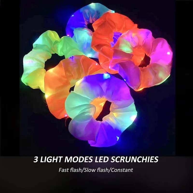 10/50pcs Popular Flashing Light Up Girls Hair Tie LED Luminous Scrunchies Headwear Women Scrunchy Hair Rope Hairband Accessories