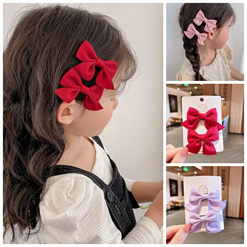 2PCS New Lovely Bow Headgear Sweet Little Girl Hair Accessories Summer Girls Net Red Baby Hairpins Children Hair Clips Gifts