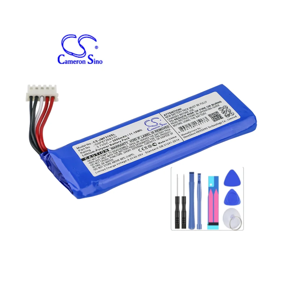 Speaker Battery For JBL GSP872693 01 P763098 03A Flip 4 Special Edition Volts 3.7 Capacity 3000mAh / 11.10Wh