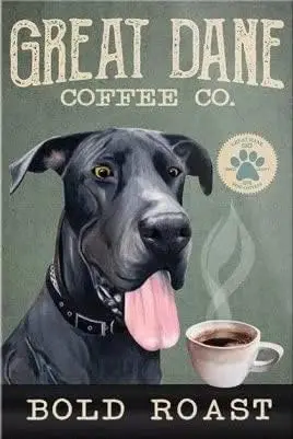 Metal Tin Sign Great Dane Coffee Co Bold Roast Sign Vintage Tin Sign Retro Sign Aluminum Signs for Kitchen Home Office