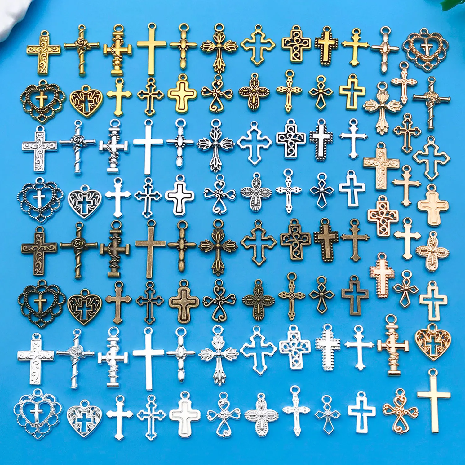 20/100 pieces mixed zinc alloy cross set series, fashionable jewelry necklace making DIY craft Halloween Christmas accessories