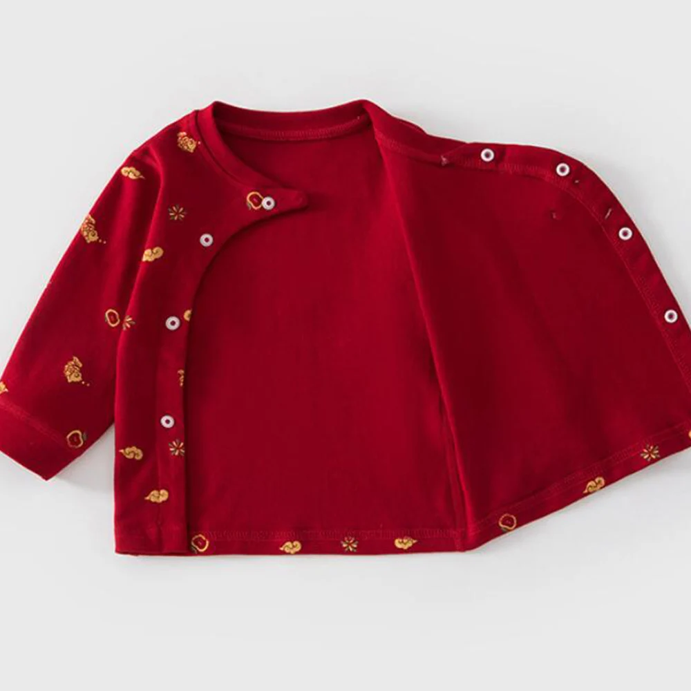 ملابس أطفال للعام الصيني الجديد، قطن ممشط، أكمام طويلة، بنطلون، طقم من قطعتين، للربيع والخريف، ملابس أطفال للجنسين، للأولاد والبنات