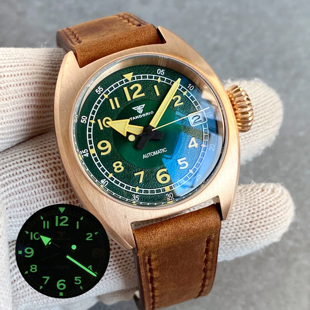 CUSN8 bronze green dial field observation yellow number mark Replica watch Military Watch Luminous Personality Retro Pilot Watch