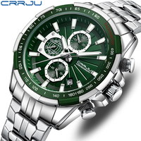 CRRJU New Chronograph Men Watches for Sport Casual Stainless Steel Luminous Wristwatches for Male Creative Design Quartz Clock