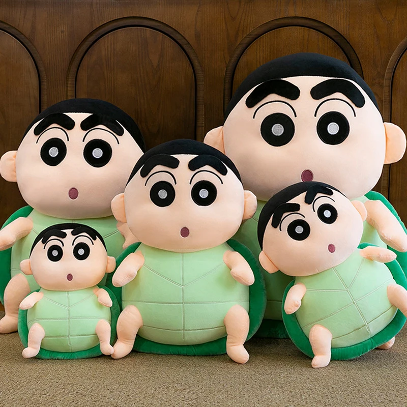 30-75cm Crayon Shin-chan Plush Toys Cartoon Green Plushie Anime Birthday Pillow Tortoise Doll Stuffed Gift for Childrens Xmas