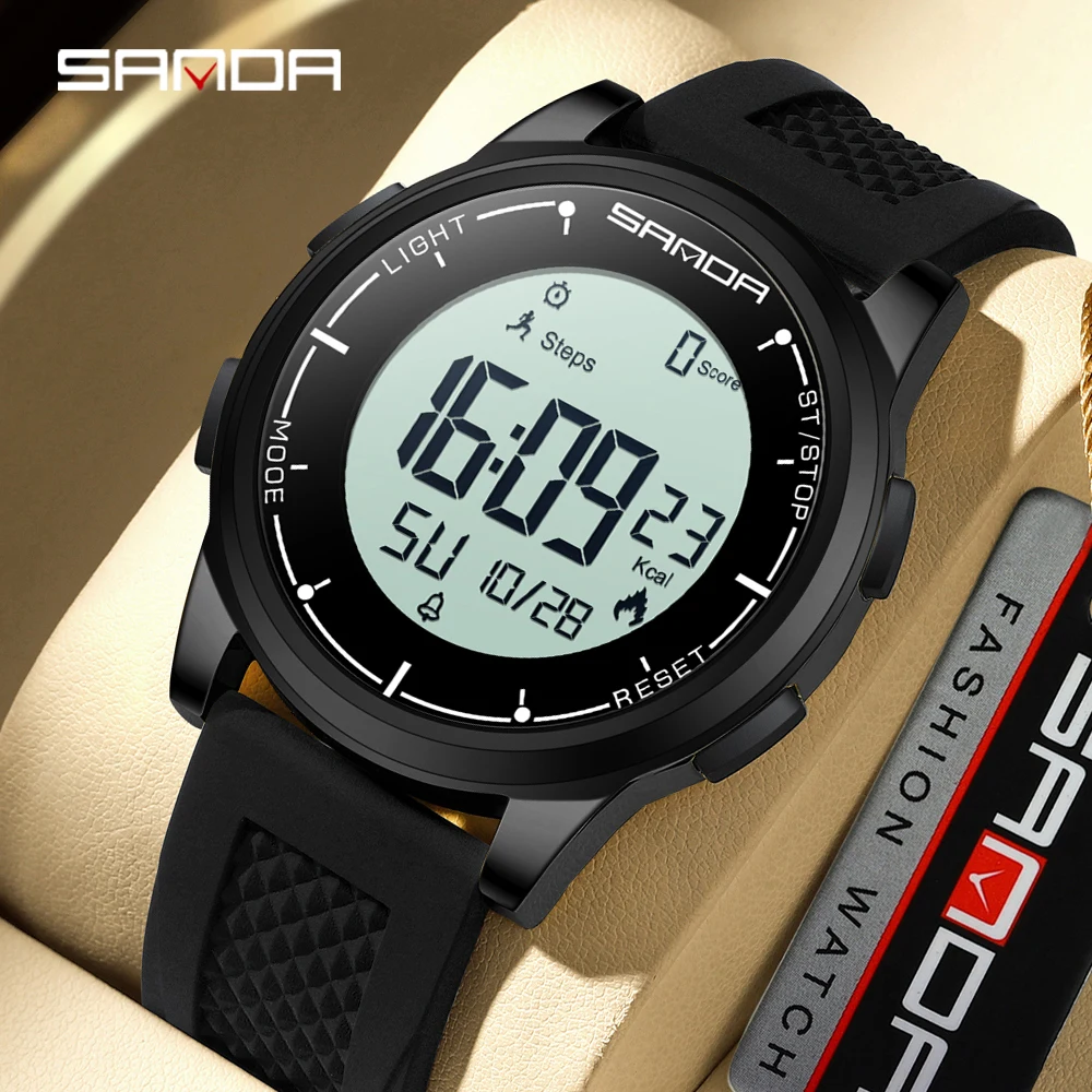 SANDA 9064 Student Sports Quartz LED Electronic Watch Calorimeter Step Electronic Watch Sleep Monitoring Smart Electronic Watch