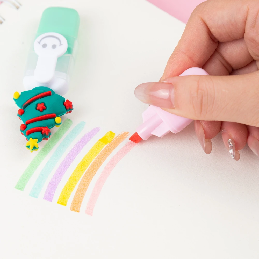 6 قطعة ديزني غرزة معبأة البسيطة هيغليغتر ليلو وستيتش الكرتون 6 اللون DIY كتيب القلم لطيف طالب طفل ماركر القرطاسية هدية