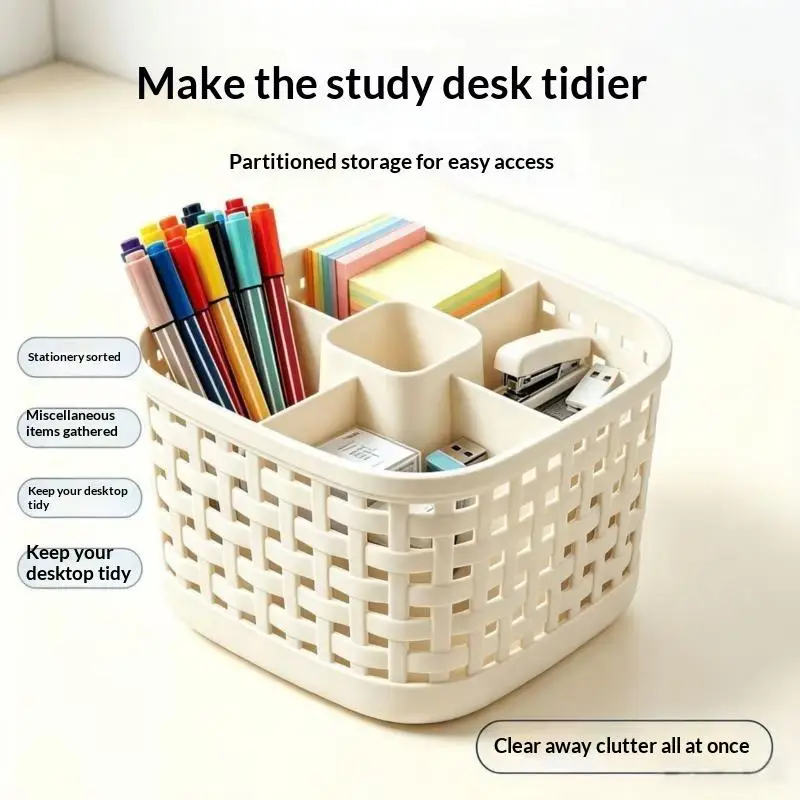 5-compartment Open-top Desktop Organizer,Cosmetics Storage Box,Five-compartment Pen Holder,Multi-functional Pencil Storage Box