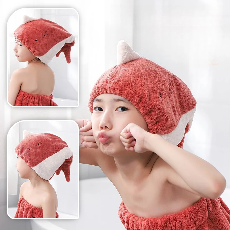 Quick Dry Hair Towel Wrap Coral Velvet Parent-Child Shower Cap for Women Kids Soft Bath Hat