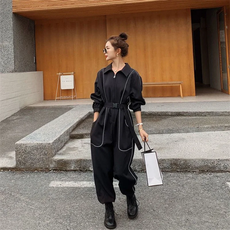 Vrouwen Jumpsuit Lente Herfst Nieuwe Losse Haren Stijl Rompertjes Casual Mode Grote Maat Wijde Pijpen Overalls Dames Retro Jumpsuit