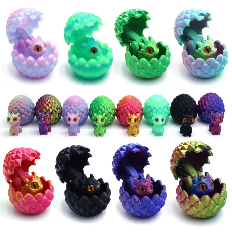 Mini 3D Printed Dragon with Eggs Eyes for Home Decor Little Dragon Egg Kids Toy Gift Figure Accessories Decoration Статуэтки