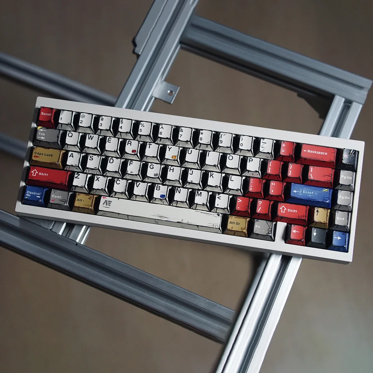 A complete set of PBT thermal sublimation keycaps suitable for mechanical keyboards in the comic style of Baihua Lamp