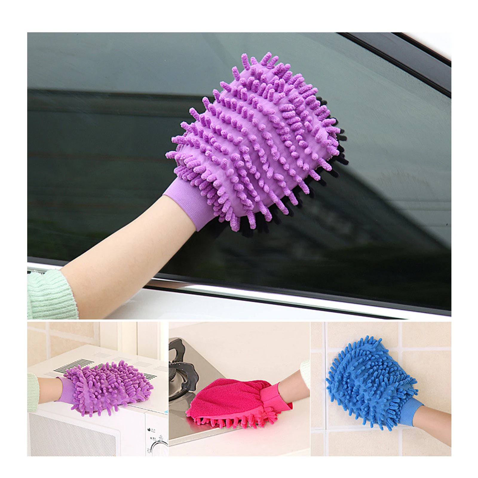 1PC Random Microfiber Chenille Car Styling Moto Wash Vehicle Auto Cleaning Mitt Glove Equipment Detailing Cloth Cleaning Tools