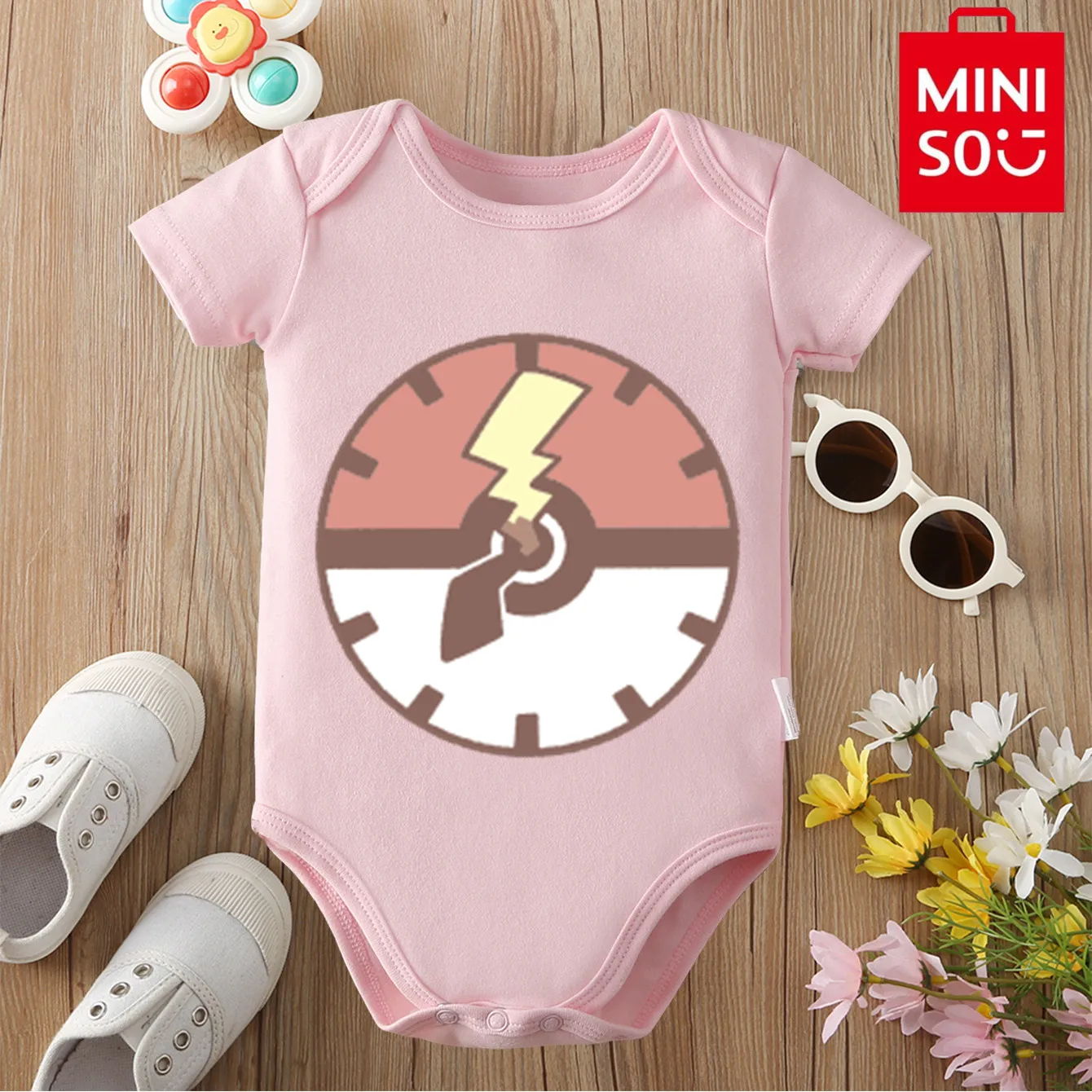 

MINISO из чистого хлопка с принтом Jirachi Rowlet, удобное и мягкое боди для малышей, комбинезон-комбинезон для новорожденных от 0 до 12 месяцев