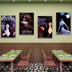 E-Elvira Retro Kraft Paper Sticker ، M-Mistress ، D-Dark ، ملصقات عتيقة ، لوحة جدارية لاصقة ، غرفة DIY ، بار ، مقهى ، ملصقات أفلام أعلى 8 مبيعات Elvira Fantasy - رقم 4