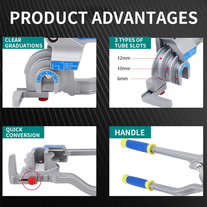 Manual Three-in-One Compact Tube Bender - For Air Conditioning Copper Tube, Stainless Steel Tube & Copper Tube Bending