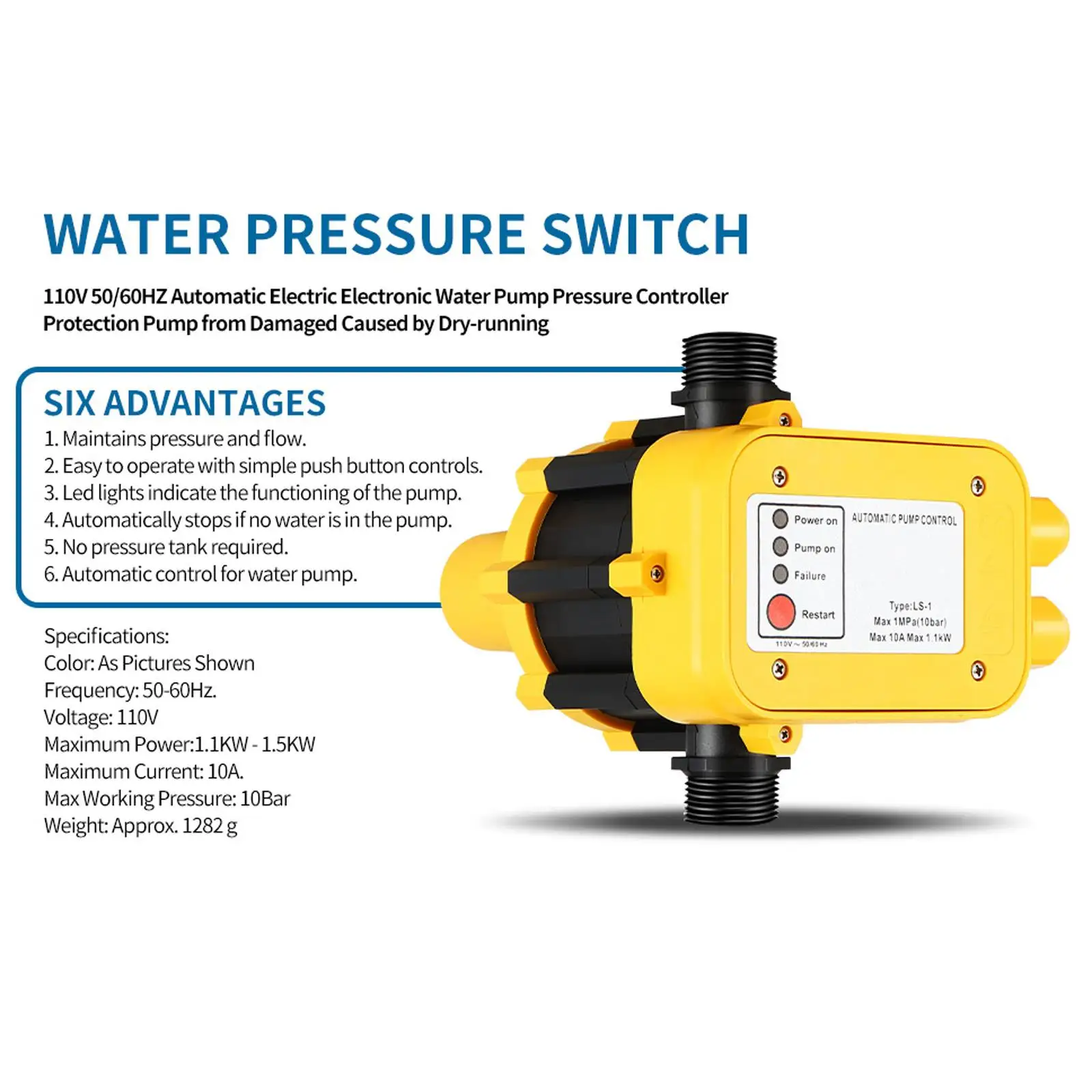 Electronic Water Pump Pressure Controller Protection Max. 10Bar 50/60Hz