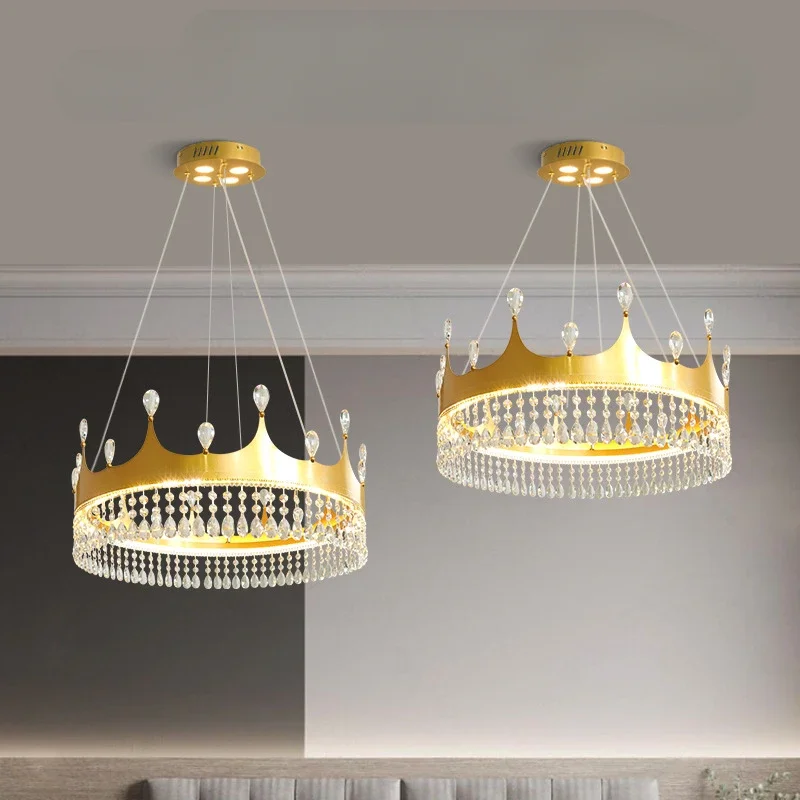 

GHJUYIOL New Modern Luxury Crystal Children's Daughter Princess Theme Room Light Warm Crystal Pendant Light