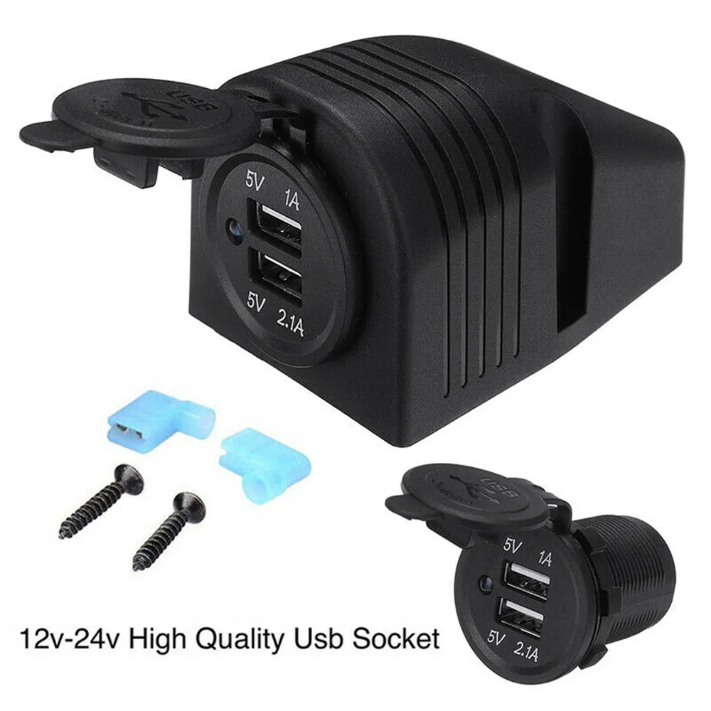 12-24V For  Mount Double Twin Usb Socket Caravan Camper Van Boat Motorhome Interior Accessories Waterproof And Dustproof Cover