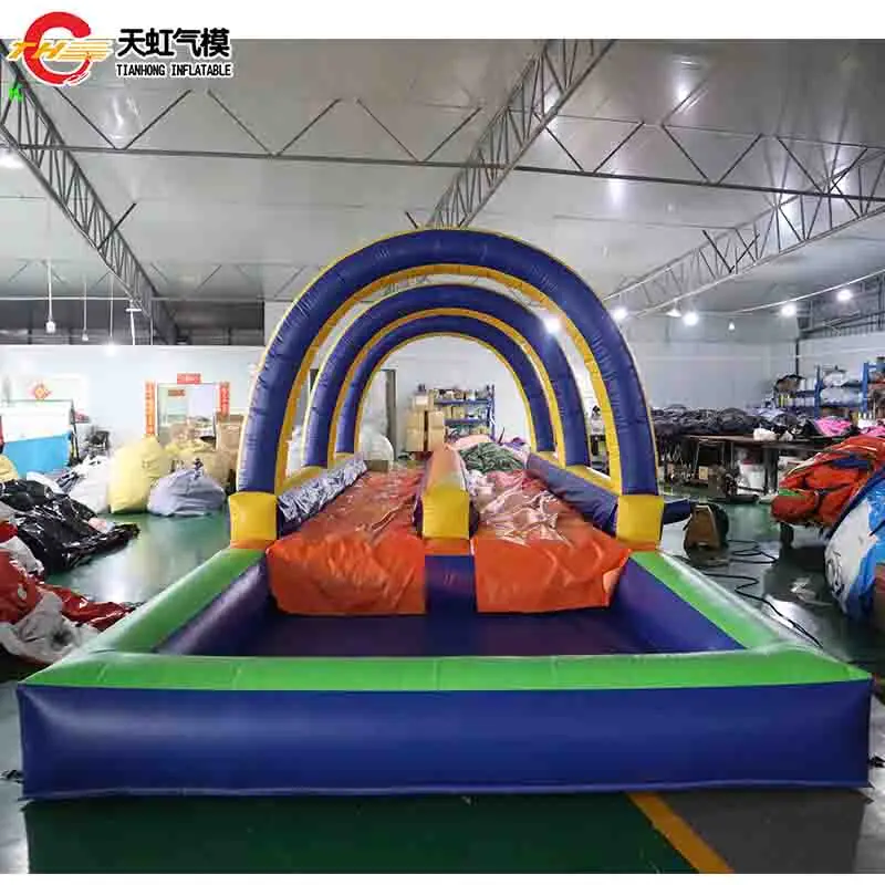 

Надувная водная горка с батутной платформой и бассейном, быстрая доставка