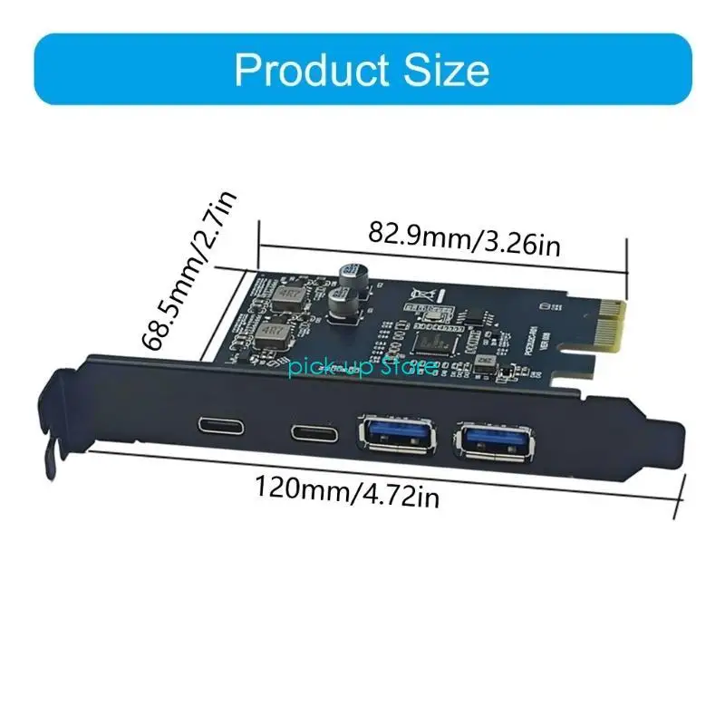 Q5WA USB3.2 GEN1 확장 어댑터 카드 2xUSB A+2XType C 달성 5Gbps 데이터 속도