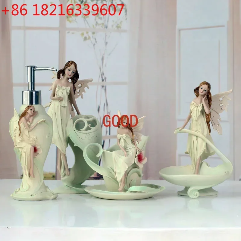 

Набор для ванной комнаты TAO Fairy Angel: держатель для зубных щеток, дозатор зубной пасты, держатель для мыла, аксессуары для декора ванной комнаты в стиле Beauty Girl.