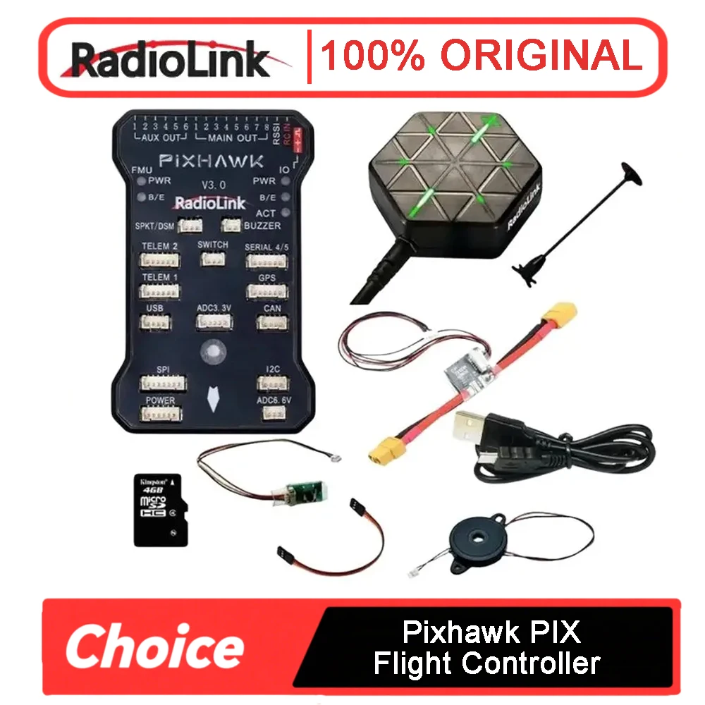 

Радиатор Pixhawk PIX 2.4.8 APM 32-битный FC | GPS M8N SE100 | 6-осевой многороторный контроллер полета для радиоуправляемых дронов