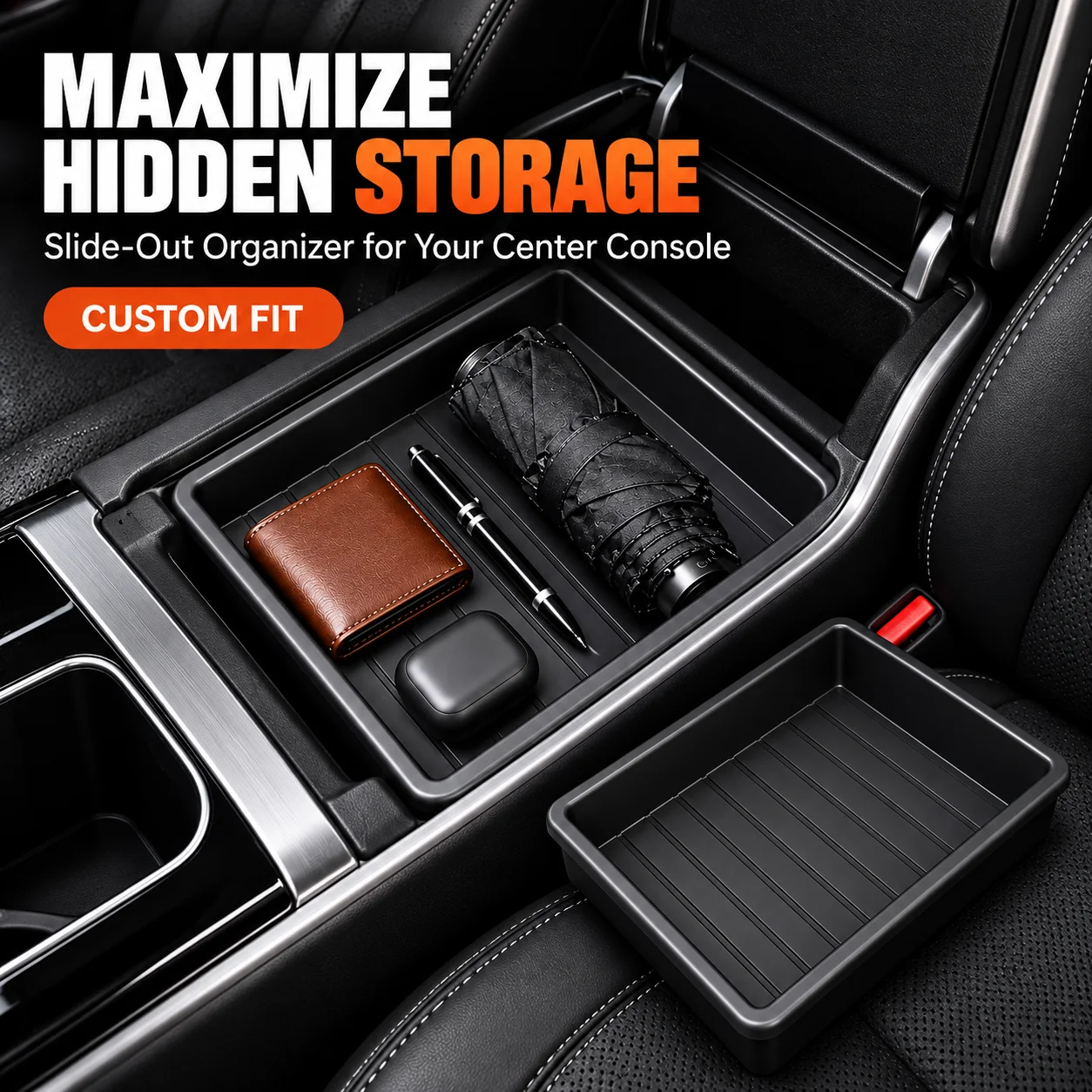 Removable Car Under Seat Organizer Storage Box Universal Seat Bottom Case Auto Interior Accessory