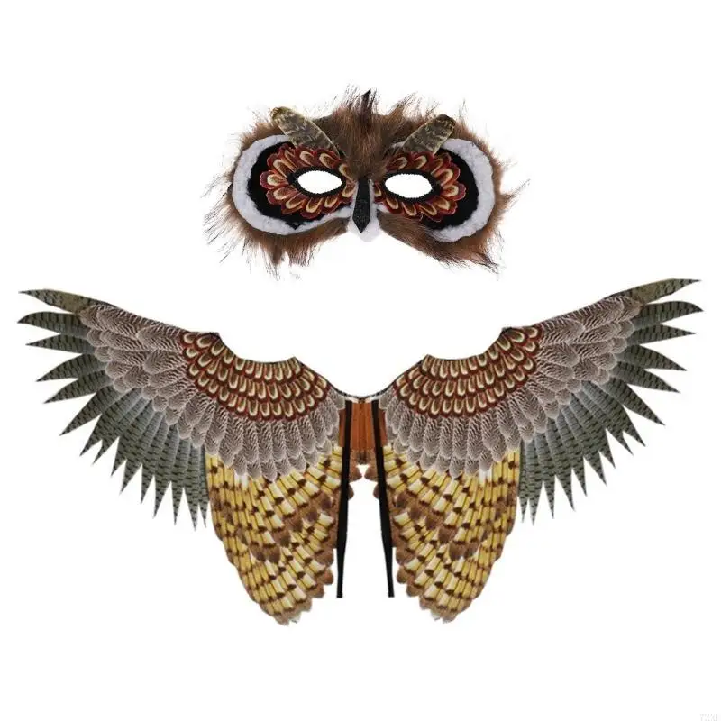 72xe vogels kostuum vleugel uil masker uil vleugel dieren uil kostuumset Halloween Owl half gezichtsmasker voor kinderen