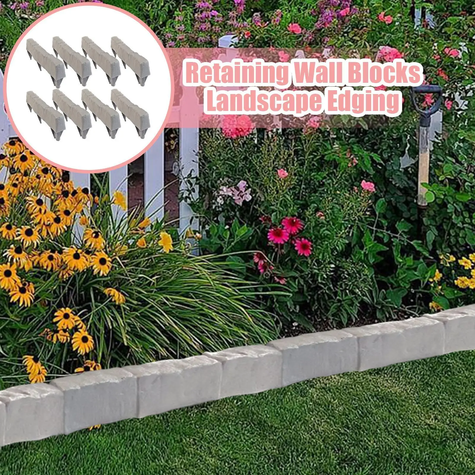 Faux Stone Edging For Landscaping 8 Pieces Decorative Brick No Dig Landscaping Edging For Lawn Yard Flower Bed Pathway Walkway