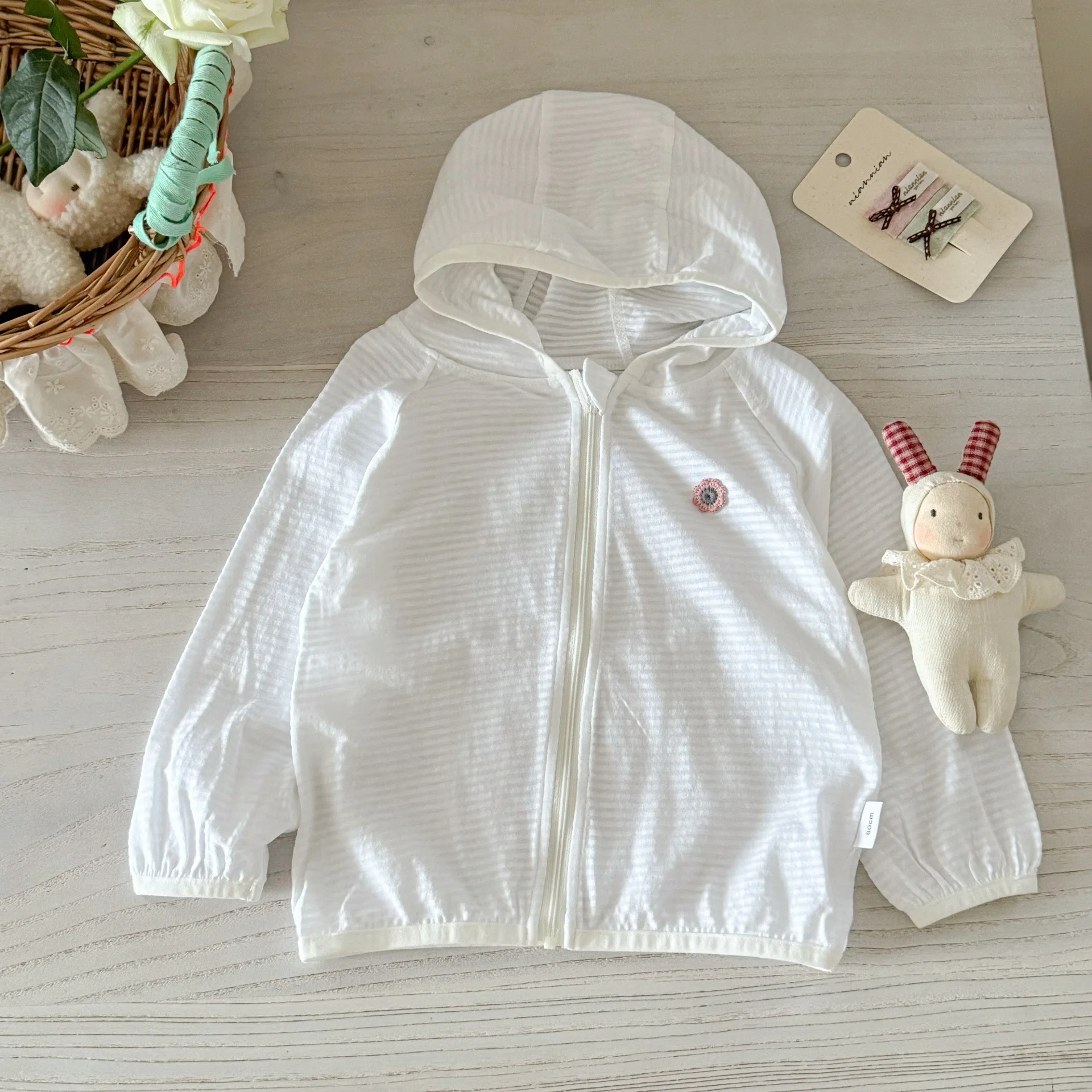 

New Summer Clothes for Girls, Cute Sun Protection Clothes, Long Sleeves Hooded Air Conditioning Shirt, Thin Jacket