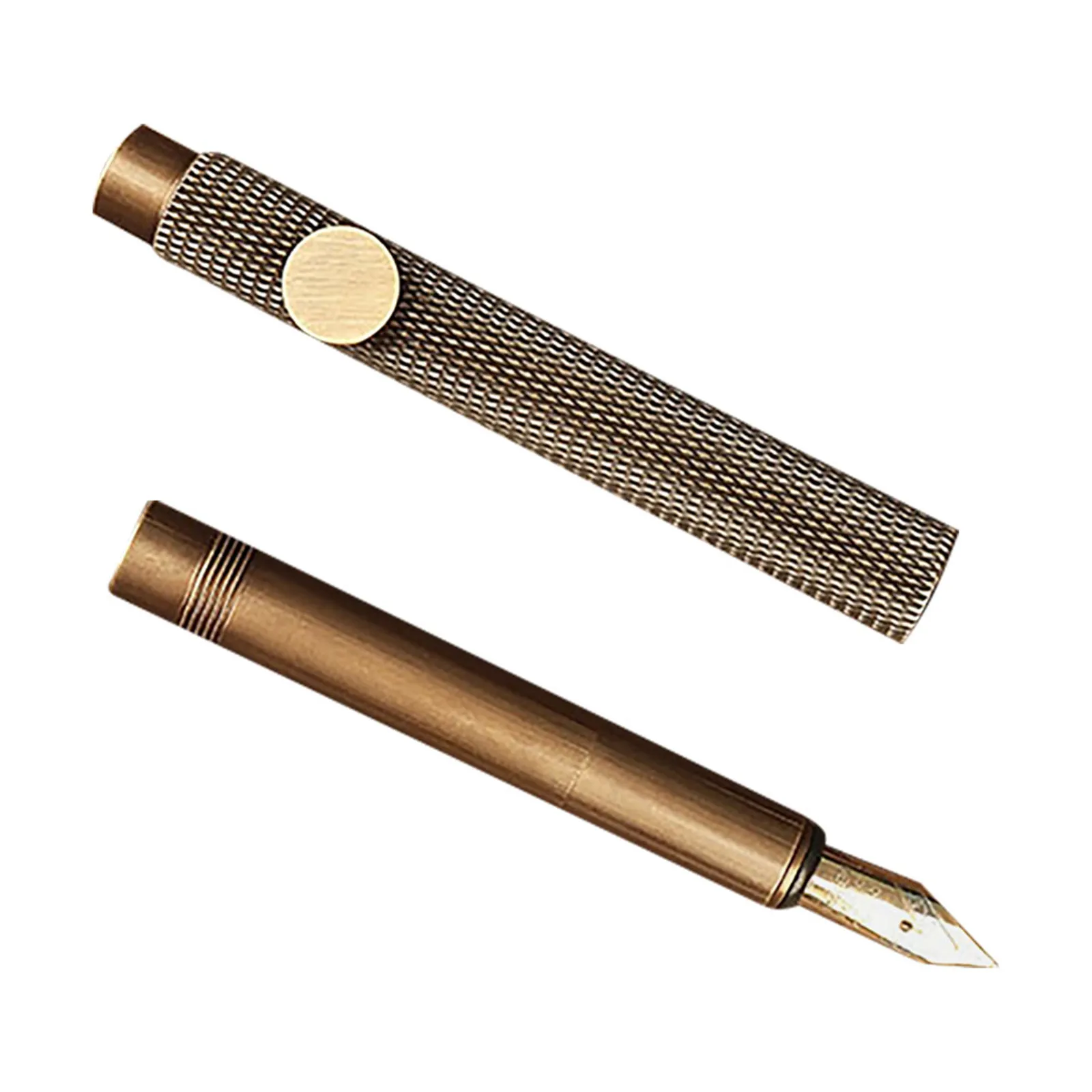 

Mini Portable Brass Fountain Pen 0.5mm Fine Tip Retro Writing Pen Smooth Ink Refillable for Calligraphy Students Professionals