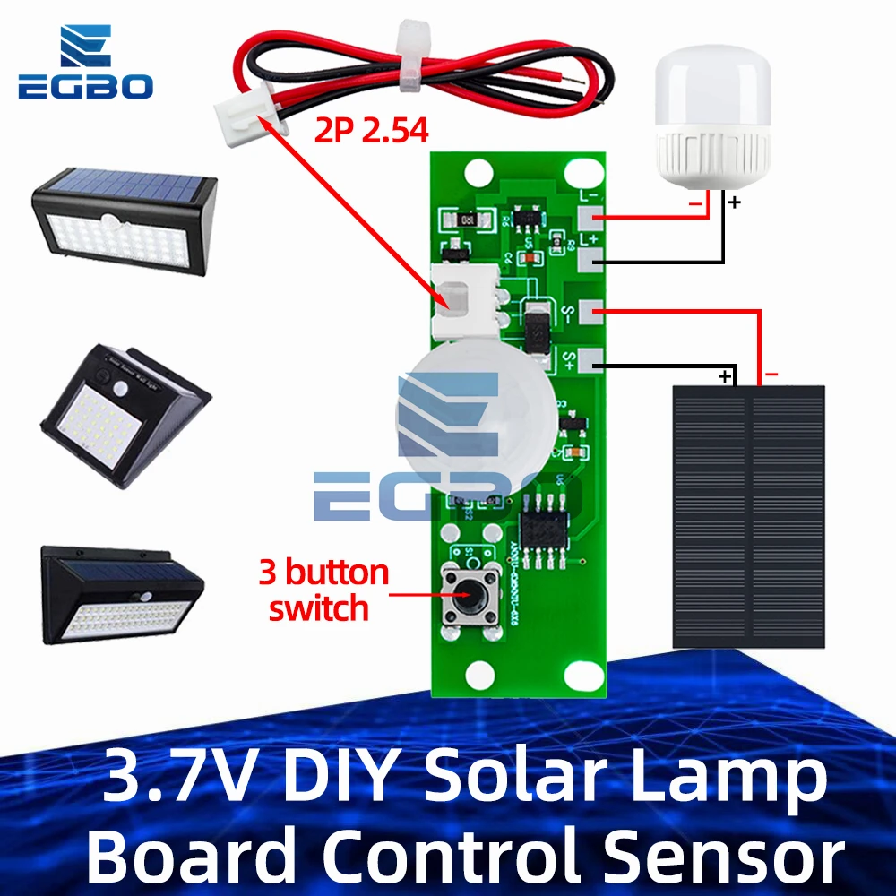 1~10PCS 3.7V DIY Solar Lamp Board Control Sensor Night Light Module Controller Infrared Human Body Induction Solar Circuit Board