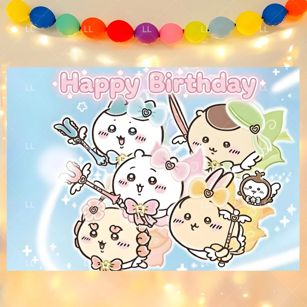 Kawaii C&Chiikawa Geburtstagsparty Dekorationsbanner Cartoon Tortendekoration Hängende Ballons Hintergrund Babyparty Zubehör Kindergeschenk – Detail 10
