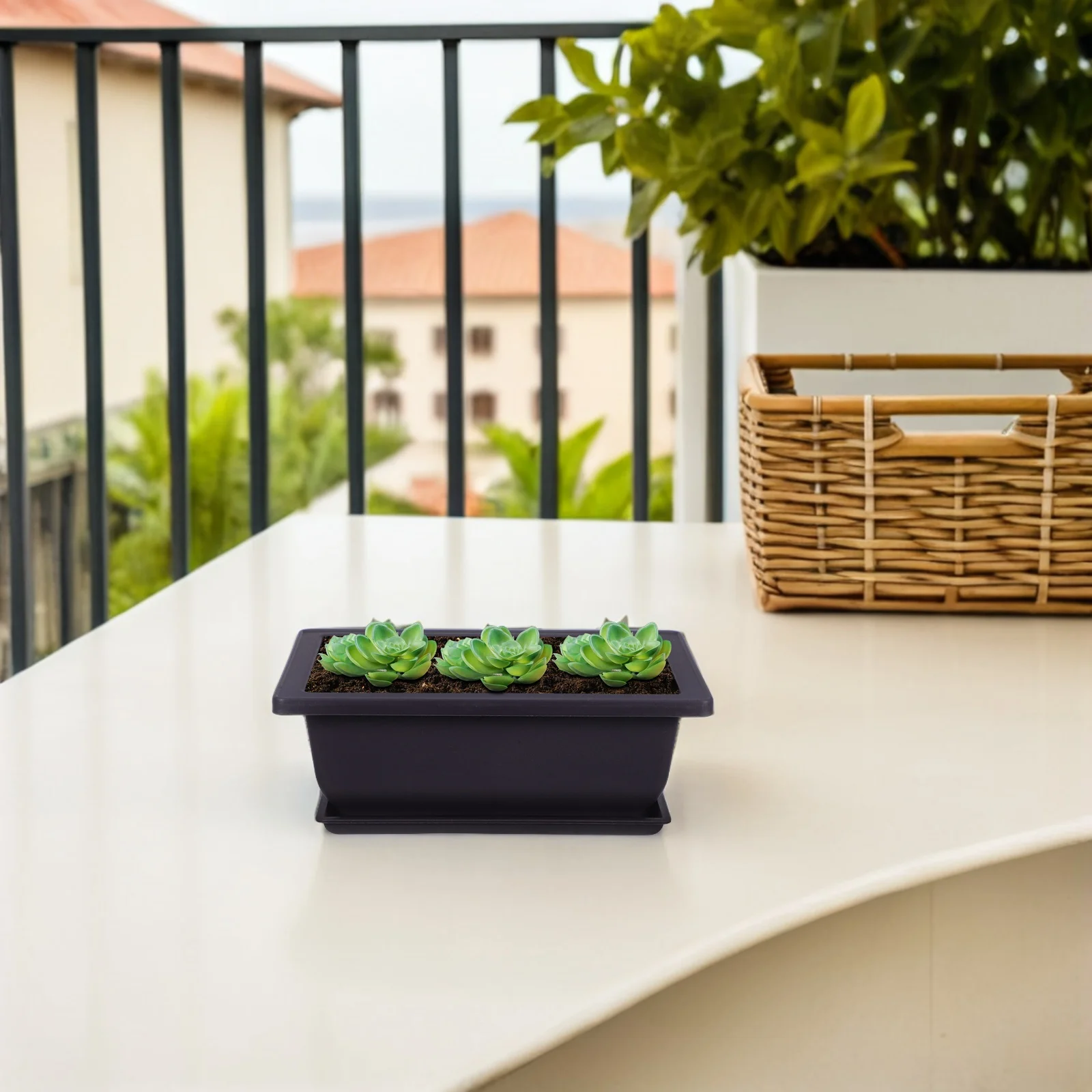 

5pcs Mini Plastic Rectangular Planter For Succulents Vintage Flower Pot Small Plants Home Decoration Deep Brown Garden Pots