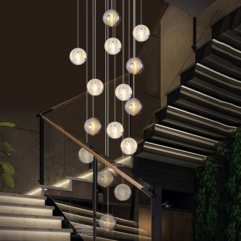 Imagem -03 - Modern Crystal Chandelier For Home Decoration Stair Pendant Lamp Living Room Pendant Lights Iluminação Interior