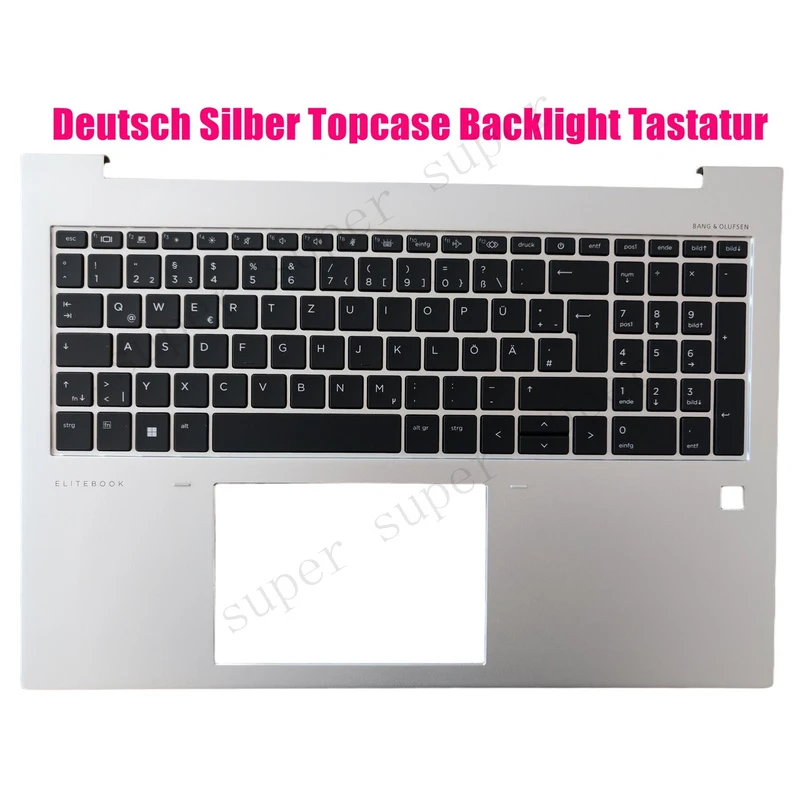 SSS+ DE Silver Top Case Backlight Keyboard for HP EliteBook 860 G9/860 G10 N13904-041