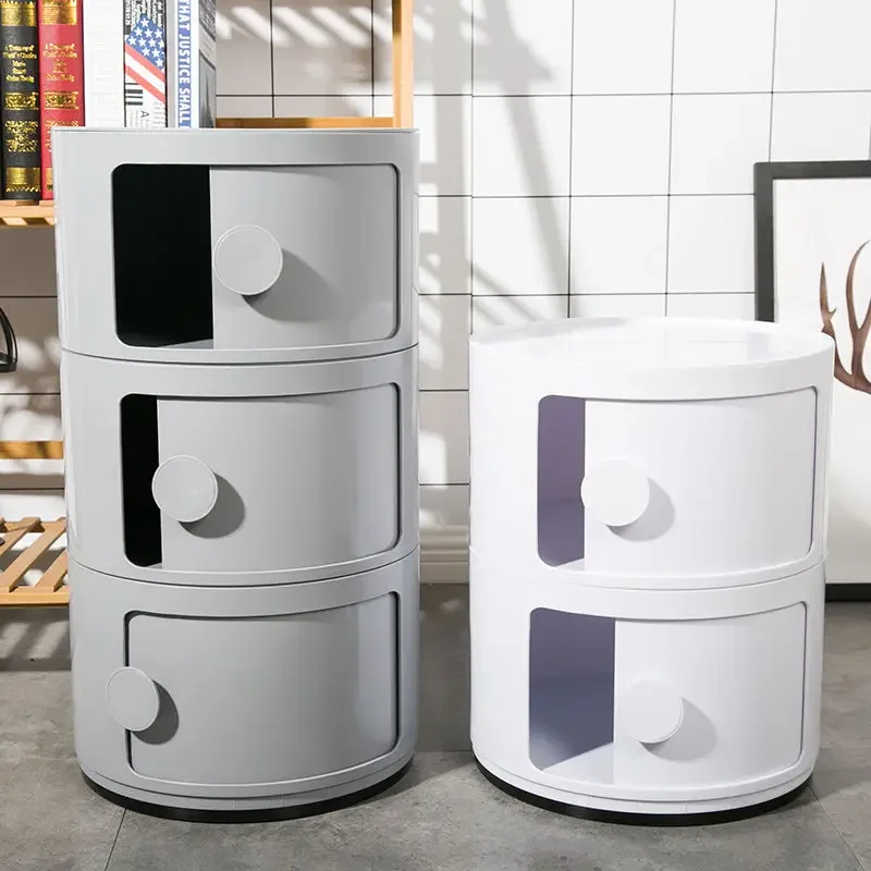 Simple and modern multifunctional storage cabinet mini bedside table plastic round locker bedroom corner cabinet