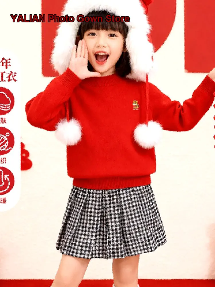 Girls Pullover Sweater Kids Autumn Winter 2026 Warm Knit Base Layer Top for Girls