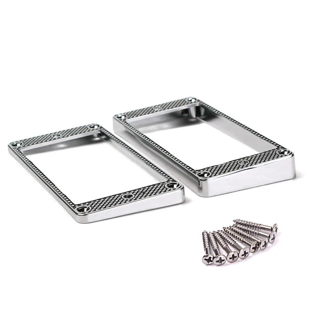 

2pcs Metal Electric Guitar Pickup Humbucker Arch Tops Mounting Ring Frame Musical Instrument Accessory GB301F (Silver)